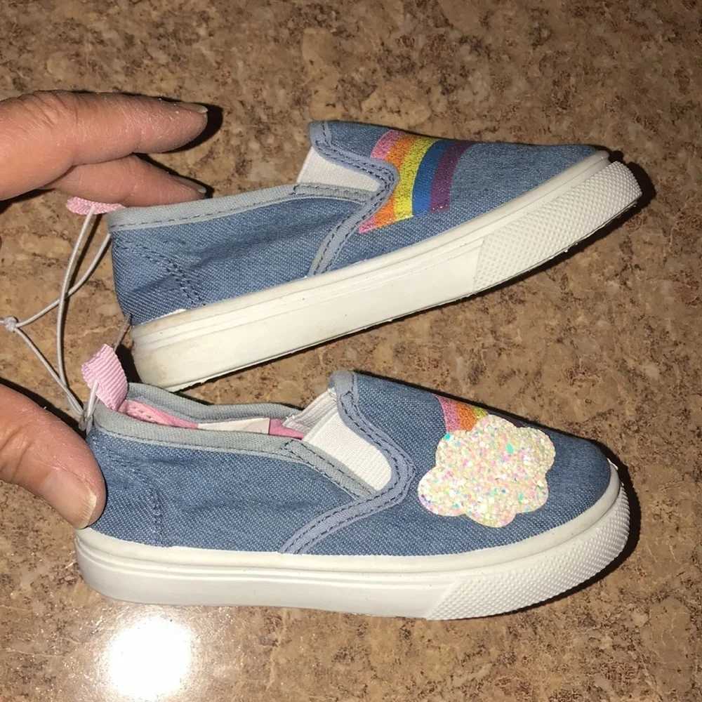 NWOT Girl’s Rainbow Canvas Slip-Ons
